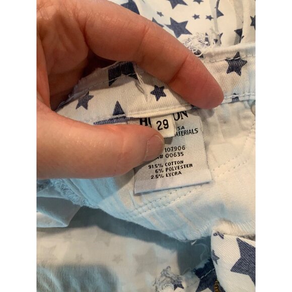 Hudson White W/Blue Star Print Cropped Distressed Skinny Jeans , Size 29, NWT! - Picture 11 of 11